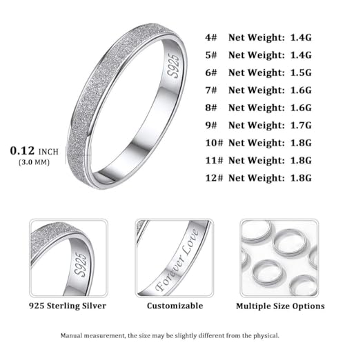 ChicSilver 925 Sterling Silver Ring Customizable Sandblast Finish/Multi-Faceted Ring Wedding Band Comfort Fit Size 4-12 - color: Sandblast Finish