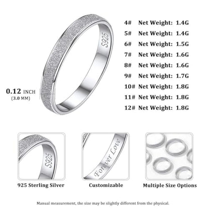 ChicSilver 925 Sterling Silver Ring Customizable Sandblast Finish/Multi-Faceted Ring Wedding Band Comfort Fit Size 4-12 - color: Sandblast Finish