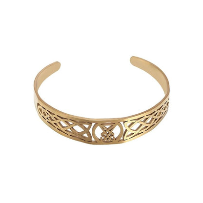 Stainless Steel Cross Adjustable Cuff Bracelet Men Womens Celtic Seal Two X Shape Amulet Jewelry - color: golden