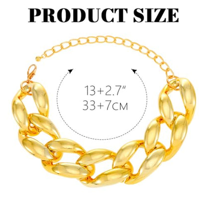 Chunky Choker Necklace Cuba Link Hip Hop Necklaces Punk Necklace Chain for Women - color: Gold
