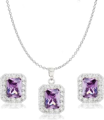 Jewelry Sets for Women Costume Jewelry Sets Wedding Jewelry Set with Necklace and Earring for Bride Bridesmaid Jewelry - color: Purple
