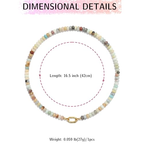 CONRAN KREMIX Colorful Stone Beaded Necklace for Women,Natural Gemstone Bead Choker Necklaces Boho Summer Beach Layering Necklace Jewelry Gift for Women - color: Amazonite