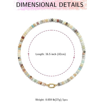 CONRAN KREMIX Colorful Stone Beaded Necklace for Women,Natural Gemstone Bead Choker Necklaces Boho Summer Beach Layering Necklace Jewelry Gift for Women - color: Amazonite