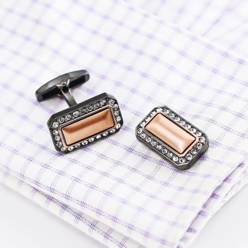 Black Square Men's Cufflinks Studs Set