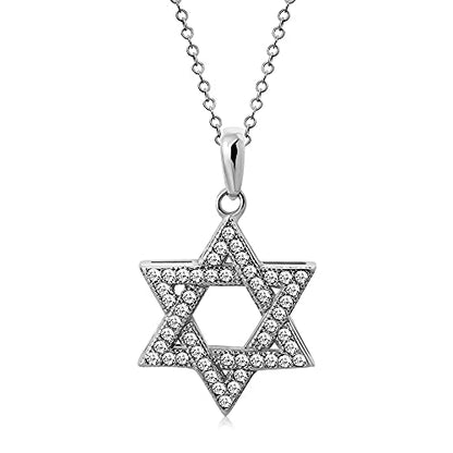 My Daily Styles 925 Sterling Silver Jewish Star of David White CZ Pendant Necklace - color: White