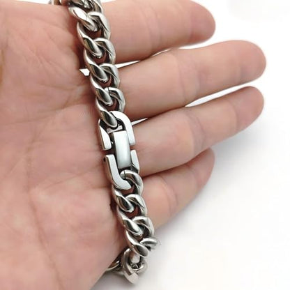 Cuban Link Bracelet for Men, 10mm Wide, Smooth Exquisite Casual Cuba Mens Cuff Jewelry Gift - size: 8.2 in