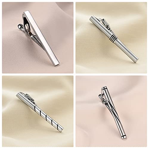 wynameleri Tie Pins for Men Silver Black 3 Pcs 10 PCS Short Tie Clip Set 2.3, 2.4 Inch Business Shirt Necktie Pinch for Men - color: T0310007