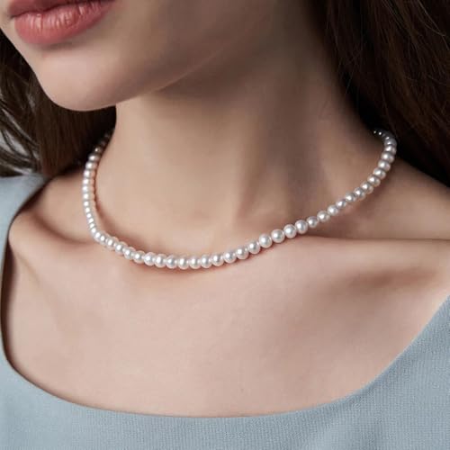 Trinckle Pearl Necklaces for Women, Pearl Choker Dainty Pendant Necklace | White Pendant Choker for Teen Girls, Layered Daisy Jewelry, Wedding Strands for Bride Bridesmaids as Beach Summer Accessories - style: White necklace