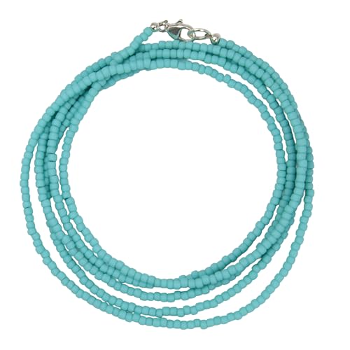 Kathy Bankston Handmade Matte Turquoise Seed Bead Necklace, Thin 1.5mm Single Strand
