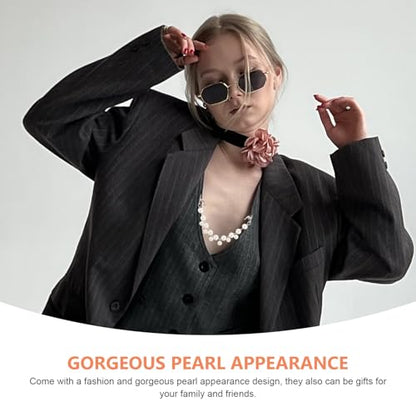VILLCASE 4pcs Faux Pearl Sweater Clips for Cardigans - Elegant Vintage Shawl Collar Clasps, Dress Cinch Back Clips, Retro Cape Cloak Holder Brooch Pins for Women Wedding Party
