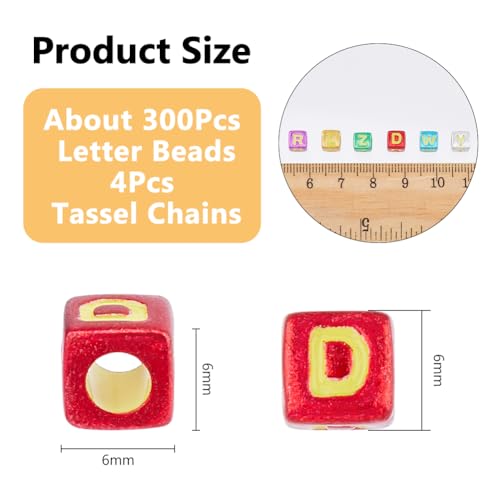DICOSMETIC Cup Letter Charm Personalized Handle Charm 4Pcs Chains with 300Pcs Acrylic Beads Name Letter Charms Accessories for Cup