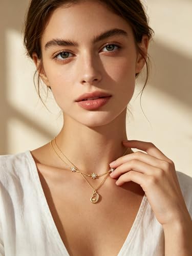 14K Gold A-Z Initial Lette Necklace Star Choker Women Necklace | Personalized Initial Jewelry, Meaningful Name Letter Gift for Women Wife Mom Friend, Perfect Present For Birthday/Anniversary - style: 14K Gold-O