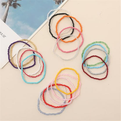 Boho Stackable Seed Beaded Bracelets for Women 18-20Pcs Colorful Handmade Multilayered Rice Bead Bracelet Set Summer Beach Bohemian Jewelry Gift - color: A-Multicolor B