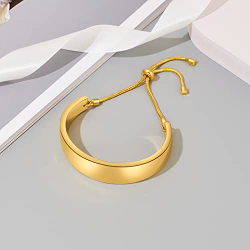 14K Gold Bracelets for Women Adjustable Slider Bracelet Bangle Bracelets for Women Trendy Chain Bracelet - color: Gold