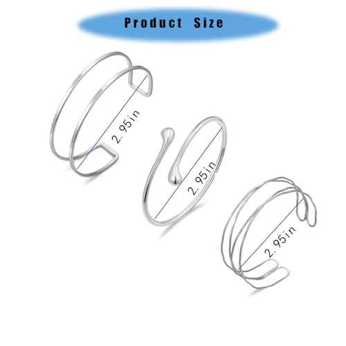 Arm Cuff for Women Layered Armlet Open Adjustable Arm Cuff Gold Silver Upper Arm Cuff Bracelet Minimalist Armband Trendy Jewelry - color: 3Pcs Silver