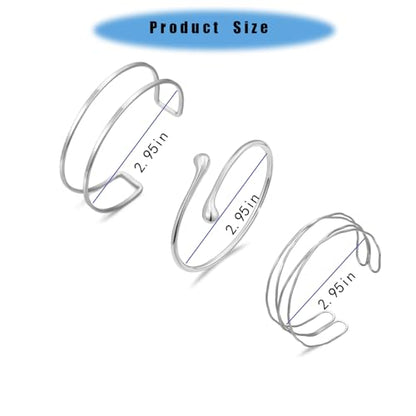 Arm Cuff for Women Layered Armlet Open Adjustable Arm Cuff Gold Silver Upper Arm Cuff Bracelet Minimalist Armband Trendy Jewelry - color: 3Pcs Silver