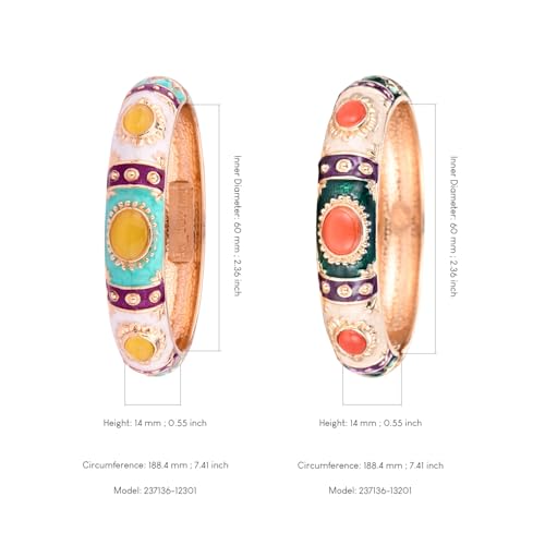 UJOY Handcraft Cloisonne Jewelry Bracelet Colorful Enamel Butterfly Flower Bird Hollowed Spring Hinged Cuff Bangles Women Gifts Pack in Box 88A11 - color: 7735-2 PCS-Cream White