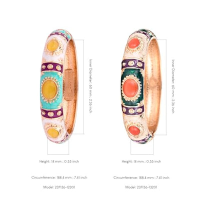 UJOY Handcraft Cloisonne Jewelry Bracelet Colorful Enamel Butterfly Flower Bird Hollowed Spring Hinged Cuff Bangles Women Gifts Pack in Box 88A11 - color: 7735-2 PCS-Cream White