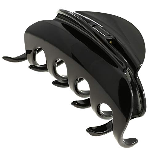 Camila Paris CP2385 French Hair Clips for Women, 3.5" Large Claw Clip Strong Hold All Day, Girl Large Claw Clips for Thick Hair, No Damage No Slip Flat Clip for Women. Made in France - color: Black