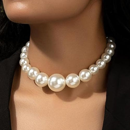 Faux Pearl Choker Necklaces for Women Large Chunky Pearl Necklace Dainty Statement Bride Wedding Jewelry - style: Chunky Pearl