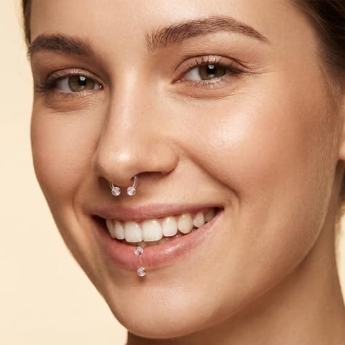 Lusofie 16G Septum Ring Acrylic Horseshoe Nose Eyebrow Lip Ring,Multi-color | Flexible, Septum Ear Cartilage Helix Tragus Earrings, Earrings Piercing Retainer, for Women Men