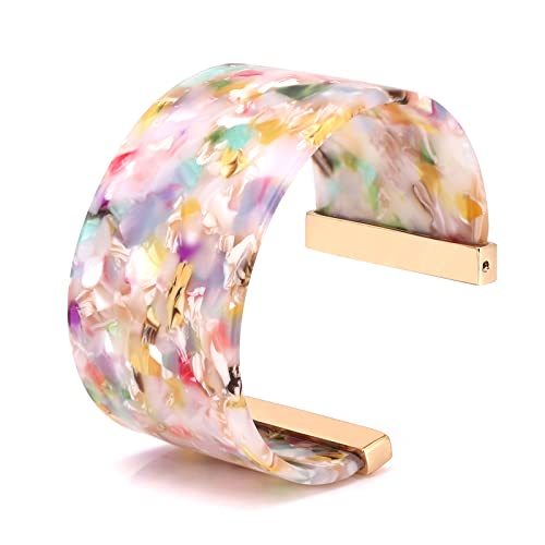FAERLIIRY Cuff Bracelet for Women Acrylic Resin Bracelets Statement Bangle Bracelet Adjustable Bracelet Wide Chunky Bracelets for Women - color: Floral