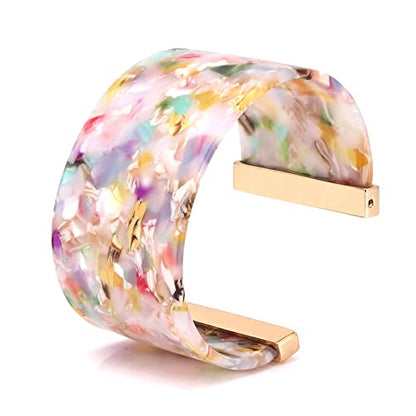 FAERLIIRY Cuff Bracelet for Women Acrylic Resin Bracelets Statement Bangle Bracelet Adjustable Bracelet Wide Chunky Bracelets for Women - color: Floral