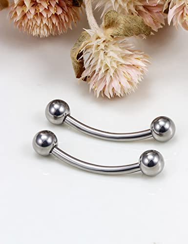 14G 16G Eyebrow Piercing Jewelry G23 Titanium Curved Barbell Eyebrow Ring Vertical Labret Lip Jewelry Rook Daith Earrings Piercing Jewelry for Women Men 6mm 8mm 10mm 12mm 14mm 16mm - color: 14G-16mm