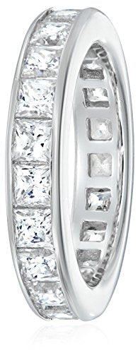 Amazon Essentials Platinum-Plated Sterling Silver Infinite Elements Cubic Zirconia Channel Princess-Cut All-Around Band Ring - size: 7