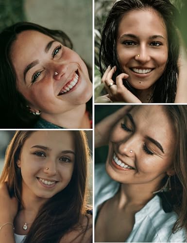 Sanfenly Threadless Flat Back Earrings Studs 316L Surgical Steel Cartilage Earrings for Women Men Push in Nose Rings Studs 20G 18G 16G CZ Opal Tragus Helix Conch Lip Labret Medusa Nostril Piercing Jewelry Hypoallergenic - color: 14K Gold, size: 20g=0.8mm