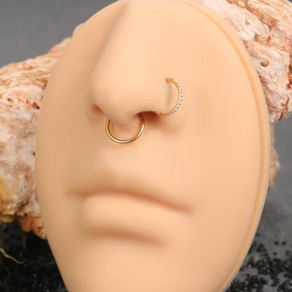 Xpircn 5pcs Hoop Nose Rings and L Shaped Nose Rings Stud Set 18G/20G Stainless Steel CZ Helix Conch Daith Tragus Cartilage Hoop Earrings for Women 6mm 7mm 8mm 10mm - color: Gold, size: 18G, 8mm hoop & 7mm studs