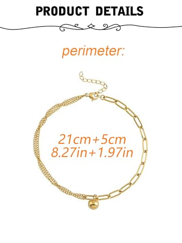 MODRSA Toe Rings for Women Toe Rings and Anklets for Women Toe Ring Adjustable Toe Rings Silver Rose Gold - color: F3-Anklet - Ball gold