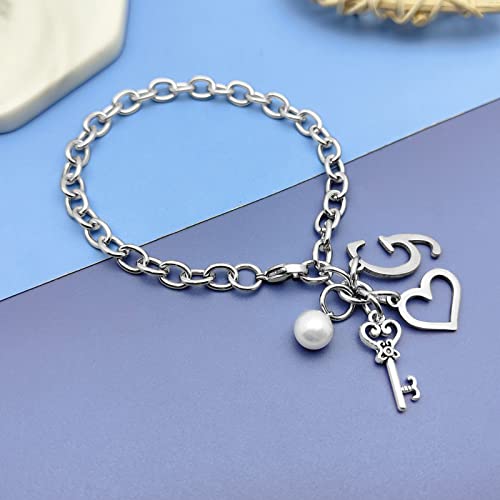 Initial A-Z Bracelets Gift for Women Girls Stainless Steel Chain Bracelet 26 Alphabet Jewelry Gifts for Birthday Anniversary Letter Bracelet Monogram Gifts for Sister Friend Girlfriends Mom 8.26 Inch - color: G