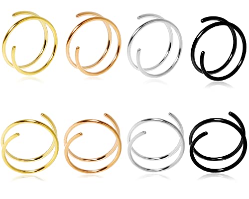 Double Hoop Earrings for Single Piercing, 3 Pairs 316L Surgical Steel Spiral Twist Illusion Lobe Cartilage Helix Hoop Earring Double Hoop Earrings for One Hole - color: Gold/Silver/Rose Gold/Black