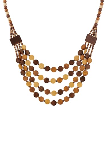MINACHI Vintage Retro Wooden Beaded Multi Layered Long Necklace, Irregular Unique Shape Beads, Monochrome Style Women's Jewelry, Holiday Accessories - style: Necklace SL13-040