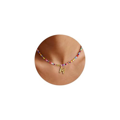Colorful Initial Necklaces Gifts for Girls Kids Teens, 6-18 Year Old Girl Birthday Gift Teen Girl Gifts Trendy Stuff Gold Bubble Letter Pendent Necklace Jewelry - style: M
