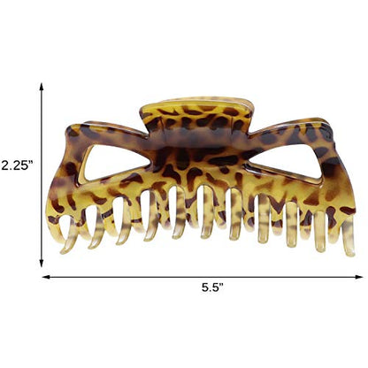 Jumbo Jaw Clip Extra Large Marbelized Hair Claw (Leopard Mustard) - color: Leopard Mustard