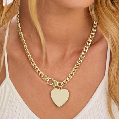 IMBOS 14K Gold Plated Chunky Chain Choker Necklaces for Women Chunky Gold Necklace Tennis Necklace for Women CZ Love Chain Cuban Link Choker Jewelry Gifts - color: Gold-Chunky Cuban Heart