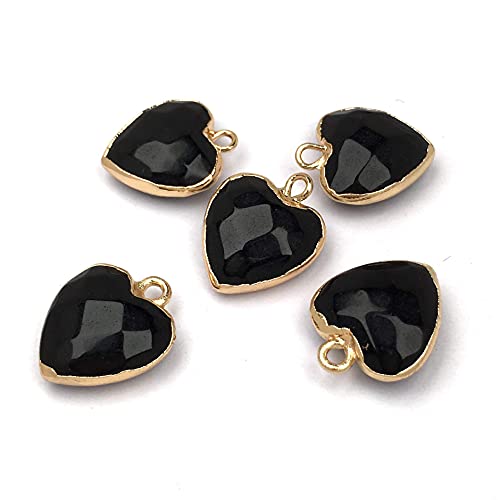QSLLER 8 PCS Heart Shaped Natural Stone Pendants Healing Chakra Reiki Love Stone Charm Bulk for Jewelry Making - color: Mixed Colors