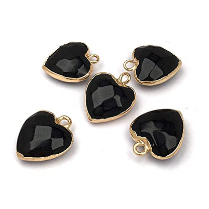 QSLLER 8 PCS Heart Shaped Natural Stone Pendants Healing Chakra Reiki Love Stone Charm Bulk for Jewelry Making - color: Mixed Colors