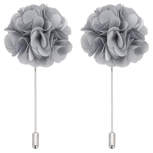 PATIKIL Flower Boutonnieres Pin, Lapel Pin for Men Camellia Flower for Suit Wedding Graduation Anniversary Graduation Outfit Accessories - color: Gray