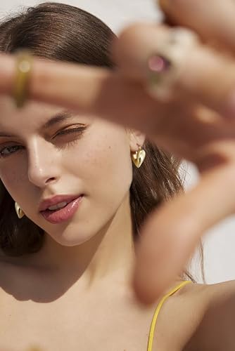 CLASSYZINT Chunky Gold Hoop Earrings For Women Small Gold Plated Chubby Huggie Earrings Lightweight Earrings Gift…