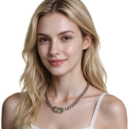 Succuba Stainless Steel Handcuff Choker Necklace Chain Pendant Choker Collar Necklace for Women and Men from 16 to 24 Inches with Box - color: G, size: 22 Inches