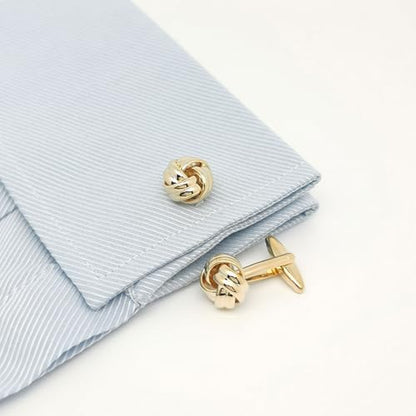 Knot Cufflinks in Gift Box Cuff Links for Men Lady Daily Wear Shirt | Men's Women Cufflink Set Jewelry for Wedding Party Prom Office Formal or Casual Business Tuxedo Dress, Easy to Put on - style: Golden Tone Knot #2