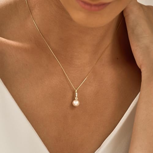 Pearl Necklaces for Women,Dainty Gold Pendant Necklaces Waterproof Jewelry | 14K Gold Plated Pearl Necklaces,Dainty Elegant Wedding Necklace,Small Cute Adjustable Minimalist Necklace,Non Tarnish Jewelry - color: GOLD-11