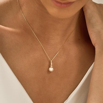 Pearl Necklaces for Women,Dainty Gold Pendant Necklaces Waterproof Jewelry | 14K Gold Plated Pearl Necklaces,Dainty Elegant Wedding Necklace,Small Cute Adjustable Minimalist Necklace,Non Tarnish Jewelry - color: GOLD-11