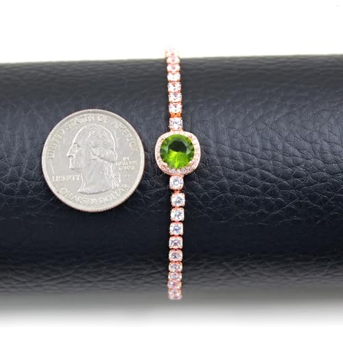 Sparkling CZ Tennis Bracelets for Women, Birthstone Slider Bolo Bracelets Trendy Birthday Valentine's Day Jewelry for Women Lady - color: Greenish