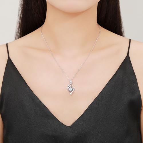 Birthstone Necklace for Women S925 Sterling Silver Teardrop | With Cubic Zirconia and Gemstones - Ideal Birthday Jewelry Gift for Her, Girlfriend, Wife, Mom on Birthday, Anniversary - color: 06 - Alexandrite