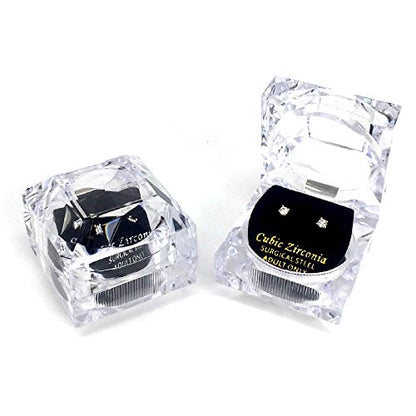 Stainless Steel Round Cut Cubic Zirconia Stud Earrings With Clear Case - Gold, Silver (3mm~12mm) - color: 3mm-Gold