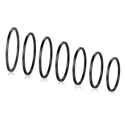 FOCALOOK 28 PCS Knuckle Ring Set 1MM Stainless Steel Women's Thin Plain Band Stacking Midi Finger Rings Set Comfort Fit Silver/Black/Gold/Rose Tone Size 4-10 - color: 00.Black,7pcs